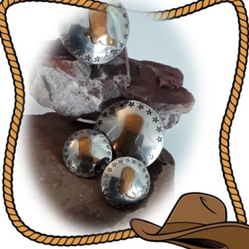 Western Theme Conchos  2 Large 2 Small Boots Stars